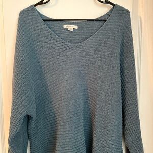 American Eagle Outfitters Textured Blue V-Neck Sweater